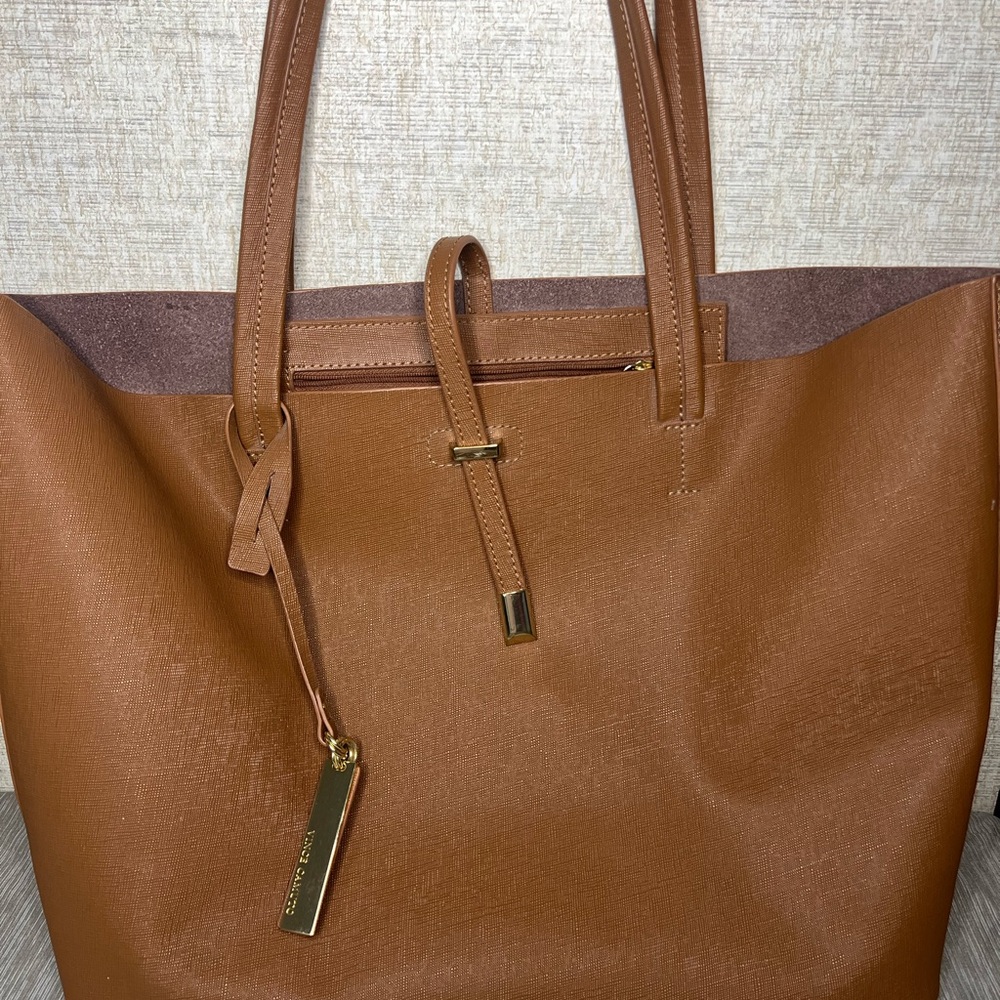 Vince Camuto Tan Tote Leather-Like Structured Design